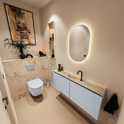 MONDIAZ TURE-DLUX Meuble de WC 120 cm Clay. Lavabo EDEN Frappe position milieu. Avec 1 trou de robinet.