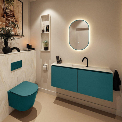 MONDIAZ TURE-DLUX Meuble toilette - 120cm - Smag - EDEN - vasque Ostra - position centrale - 1 trou de robinet