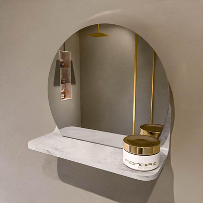 Mondiaz SPOT spiegel – Ø30 cm – met planchet – Ostra (beige)