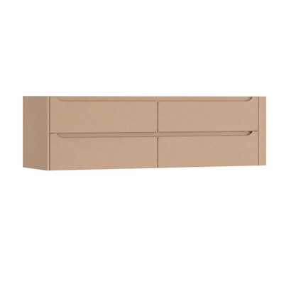 H&R Badmeubelen Juice Wastafelonderkast - 180x45x50cm - rechterhoek afgerond - 4 lades - geïntegreerde greep - Peach