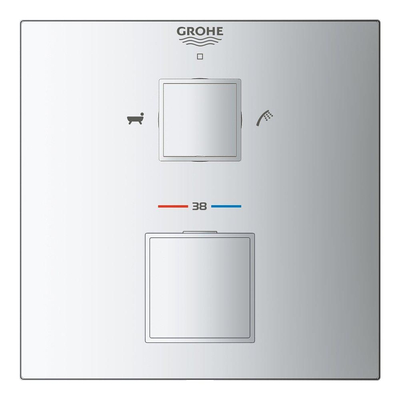 GROHE Grohtherm cube Kit de garniture pour mitigeur thermostatique encastré avec inverseur pour douche et baignoire chrome