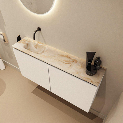MONDIAZ TURE-DLUX 100cm toiletmeubel Talc. EDEN wastafel Frappe positie links. Zonder kraangat.