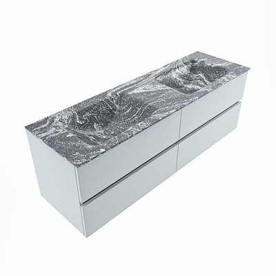 Mondiaz VICA-DLUX ensemble de meuble de salle de bain - 150cm - meuble sous-vasque argile - 4 tiroirs - lavabo encastré nuage double - 2 trous de robinet - version haute 60cm - lave