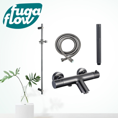 FugaFlow Eccelente Sobrado Badkamer badkraan met glijstangset met staafhanddouche, metalen doucheslang gunmetal