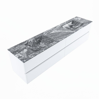 Mondiaz VICA-DLUX Ensemble meuble de salle de bains - 200cm - talc - 4 tiroirs - Lavabo encastré CLOUD - double 2 trous de robinet - couleur Lava - version XL 60cm de hauteur