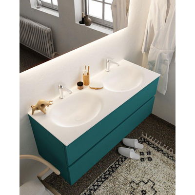 Mondiaz VICA ensemble de meuble de salle de bain - 120cm - meuble sous-vasque smag - 2 tiroirs - lavabo moon double - 2 trous de robinet - version XL 60cm de haut