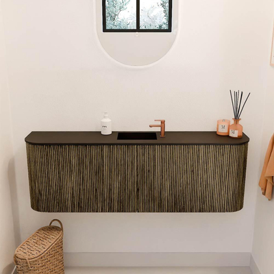 Mondiaz JOYA Meuble de salle de bains 123,2cm - arrondis gauche et droite couleur Dusk - Vasque FAYE position Milieu 1 trou de robinet couleur Urban