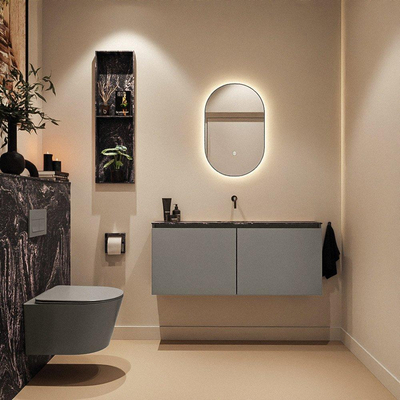 MONDIAZ TURE-DLUX Meuble de toilettes 120cm Smoke. Lavabo EDEN Lava position milieu. Sans trou de robinet.