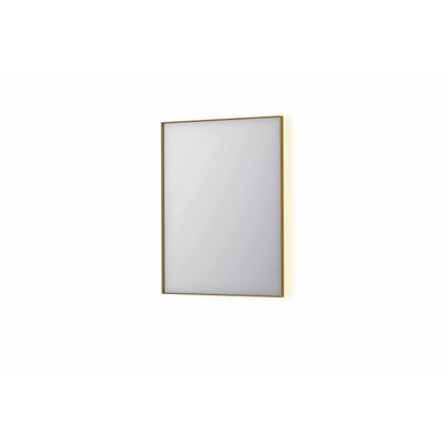 INK SP32 spiegel - 60x4x80cm rechthoek in stalen kader incl indir LED - verwarming - color changing - dimbaar en schakelaar - geborsteld mat goud