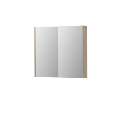 INK SPK2 armoire de toilette – 80 x 74 x 14 cm – 2 portes, portes-miroir double face – Chêne Ivoire