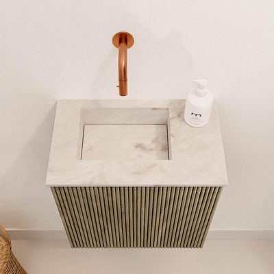 Mondiaz JOYA-DLUX 40cm toiletmeubel - kleur Dusk - Wastafel FAYE positie Links Zonder kraangat kleur Frappe.