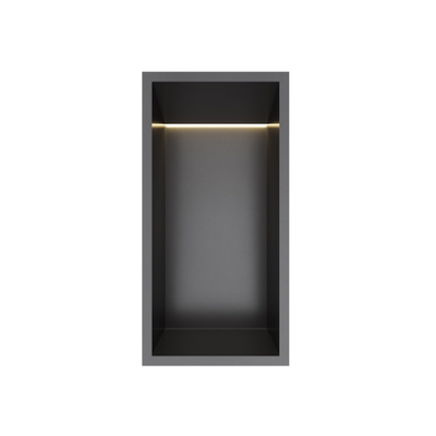 Hotbath &MORE Inbouwbox of inbouwnis - 30x15x10 - met LED - IP44 - PVD - geborsteld zwart