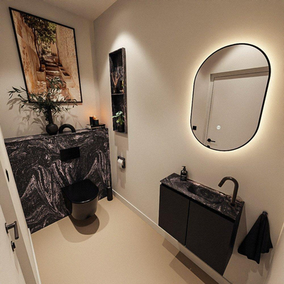 MONDIAZ TURE-DLUX 60cm toiletmeubel Urban. EDEN wastafel Lava positie rechts. Met 1 kraangat.