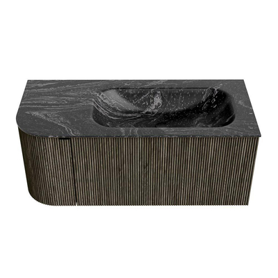 Mondiaz KURVE-DLUX Ensemble de meubles de salle de bains - 105x46x40cm - 1 tiroir - 1 porte - lavabo solid surface - droit - sans trou de robinet - Shadow