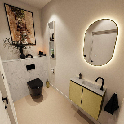 MONDIAZ TURE-DLUX 60cm toiletmeubel Oro. EDEN wastafel Opalo positie rechts. Met 1 kraangat.