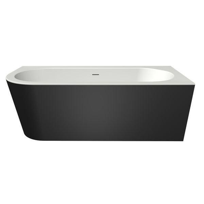 Xenz charley xs baignoire d'angle, droite 165x75 bicolor edelweiss/ébène avec combinaison de remplissage 7006 noir mat