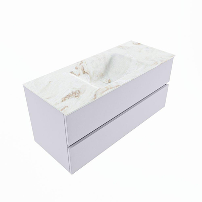 Mondiaz VICA-DLUX Ensemble de meuble de salle de bain - 110cm - meuble sous-vasque cale - 2 tiroirs - lavabo encastrée cloud milieu - 1 trou de robinet - version haute de 60cm - frape