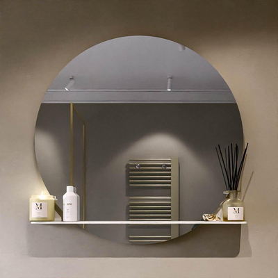 Mondiaz SPOT miroir – Ø 100 cm – avec tablette – Opalo (marbre blanc)