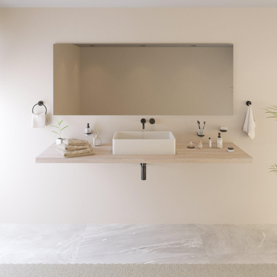 Ideavit Solidtop opbouw wastafel 60x40x15cm rechthoek 0 kraangaten 1 wasbak Solid surface wit