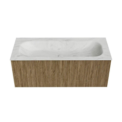 Mondiaz KURVE-DLUX Badkamermeubelset - 110x46x40cm - 1 lade - wastafel solid surface - midden - 1 kraangat - Dusk