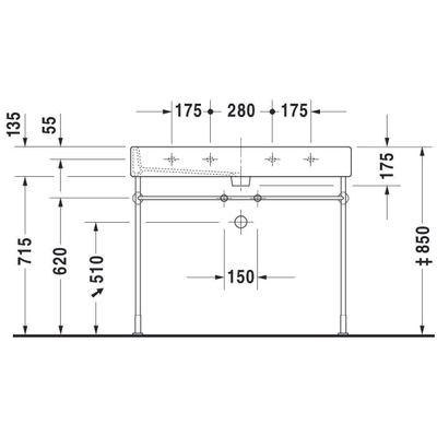 Duravit Vero Lavabo pour meuble côté dessous meulé 100x47cm avec 2 trous pour robinetterie et trop plein Blanc