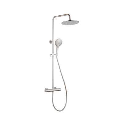 Fortifura Calvi Regendoucheset - thermostatisch - 30cm hoofddouche - gladde slang - ronde handdouche - Geborsteld RVS PVD