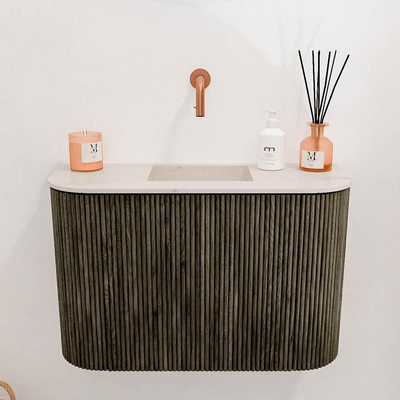 Mondiaz JOYA-DLUX 63.2cm toiletmeubel - ronding links en rechts kleur Shadow - Wastafel FAYE positie Midden Zonder kraangat kleur Meli.