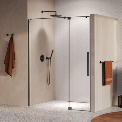 BRAUER Stellar Nisdeur - 2-delig - 140x200cm - draaideur - glascoating - omkeerbaar - helder glas - geborsteld gunmetal PVD