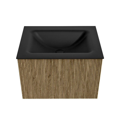 Mondiaz KURVE Badkamermeubelset - 60x46x40cm - 1 lade - wastafel solid surface - midden - 1 kraangat - Dusk