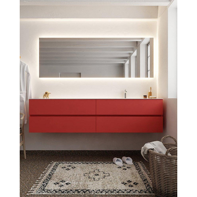 Mondiaz VICA ensemble de meuble de salle de bain - 200cm - meuble sous-vasque fire - 4 tiroirs - lavabo cloud droite - 1 trou de robinet - miroir LED - version XL 60cm haut