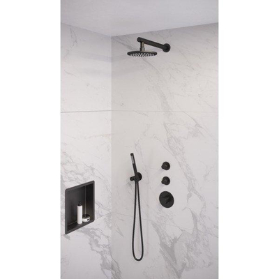 BRAUER Black Edition inbouw regendoucheset – Ø20 cm hoofddouche – 40 cm rechte wandarm – staafhanddouche – vaste douchehouder