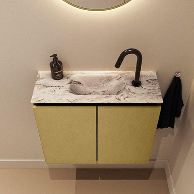 MONDIAZ TURE-DLUX Meuble de toilettes 60 cm Oro. Lavabo EDEN Glace position centrale. Avec 1 trou de robinet.