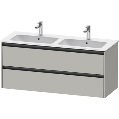 Duravit Ketho.2 Wastafelonderbouwkast - met 2 laden - voor dubbele wastafel - 128x48x55cm - met grepen antraciet - betongrijs mat