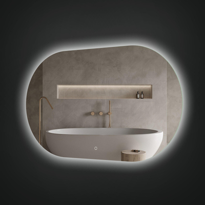 Arcqua Oval spiegel – ovaal – 140x70 cm – indirecte LED rondom – spiegelverwarming – Naturel