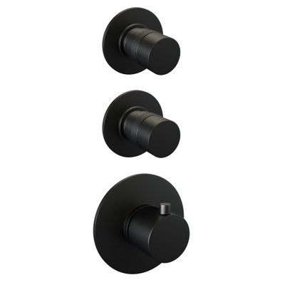 Brauer Black Edition Ensemble de douche pluie encastré - douche principale 30cm - bras plafond 20cm - 3 boutons lisses - douchette à main 1 fonction - noir mat