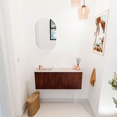 Mondiaz JOYA-DLUX 100cm toiletmeubel - kleur Ruby - Wastafel FAYE positie Links 1 kraangat kleur Frappe.