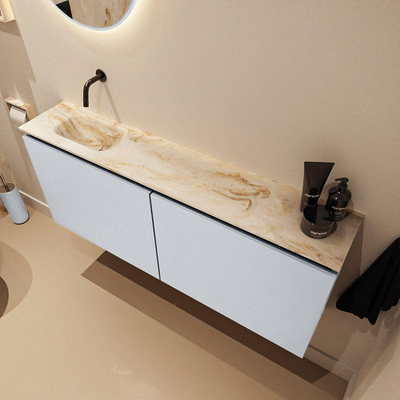 MONDIAZ TURE-DLUX Meuble toilette - 120cm - Clay - EDEN - vasque Frappe - position gauche - sans trou de robinet