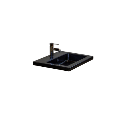 H&R Badmeubelen Djazz Wastafel - 61x45.5x4cm - 1 kraangat - keramiek zwart mat
