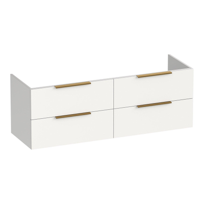 BRAUER Elevate wastafelonderkast 140 excl. opleggrepen 4 softclose lades en 2 sifon uitsparingen - mat wit
