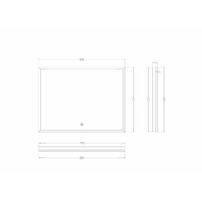 Wiesbaden Avi miroir rectangulaire avec LED, dimmable et chauffage miroir 80 x 60 cm noir mat