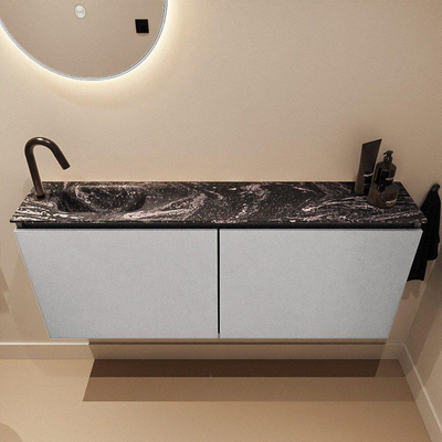 MONDIAZ TURE-DLUX meuble WC 120 cm Plata. Lavabo EDEN Lava position gauche. Avec 1 trou de robinet.