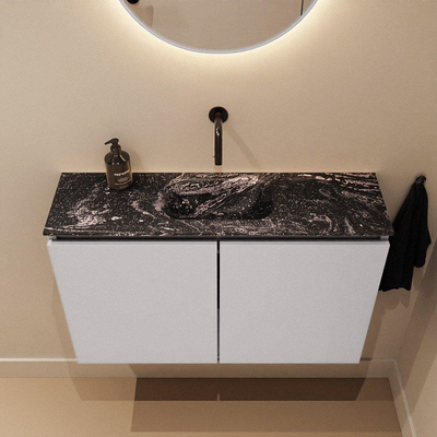 MONDIAZ TURE-DLUX Meuble de toilettes 80 cm Cale. EDEN vasque Lava position milieu. Sans trou de robinet.