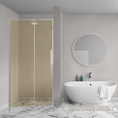 Aqua Vista Oria Linea porte de niche - 120x200cm - incl. kit de montage - verre champagne - Chrome