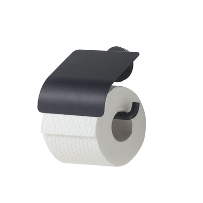 Tiger Urban Toiletrolhouder met klep Zwart 13.8x12.6x4.5cm