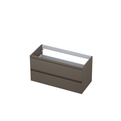 INK Wastafelonderkast - 100x45x52cm - 2 lades - greeploos - MDF lak - Mat taupe