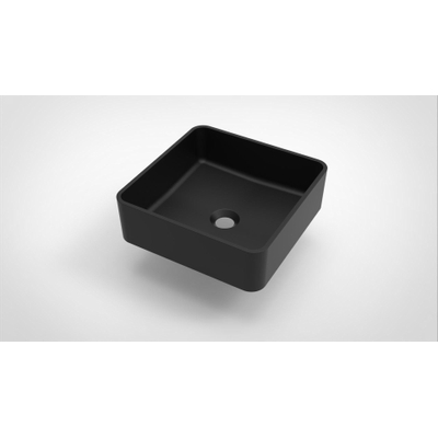Arcqua Case vasque à poser - 37x37cm - Carrée - Marbre de synthèse Noir Mat
