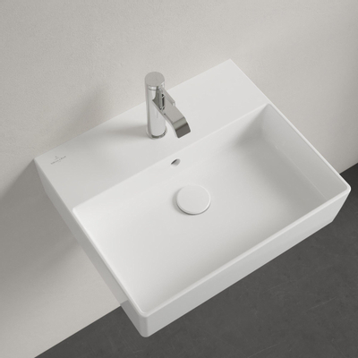 Villeroy & Boch memento 2.0 wastafel onderzijde - geslepen - 50x42cm - met overloop - 1 kraangat - White Alpine (glans wit)
