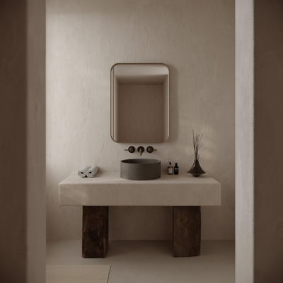 Ideavit Idea.deep lavabo à poser - 39x15cm - rond - incl. bonde clic clac - béton D5