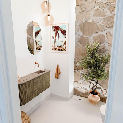 Mondiaz JOYA-DLUX 91.6cm toiletmeubel - ronding links kleur Dusk - Wastafel FAYE positie Rechts Zonder kraangat kleur Arena.