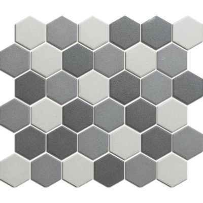 The Mosaic Factory London mozaïektegel - 28.2x32.1cm - wand en vloertegel - Zeshoek/Hexagon - Porselein Dark Grey mix Mat